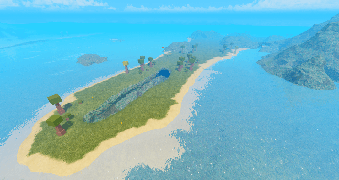 The ravine cutting across Ravine Island