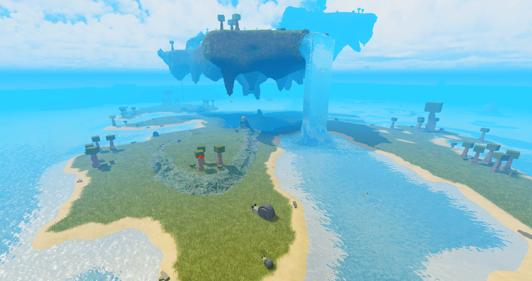 Waterfall Island beneath Feather Island